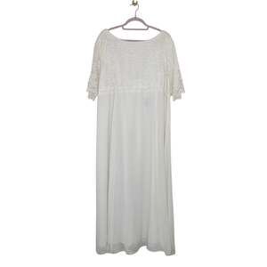 Vintage Lanz of Salzburg Ivory Lace Chiffon Maxi Dress 26W Prom Wedding Bridal